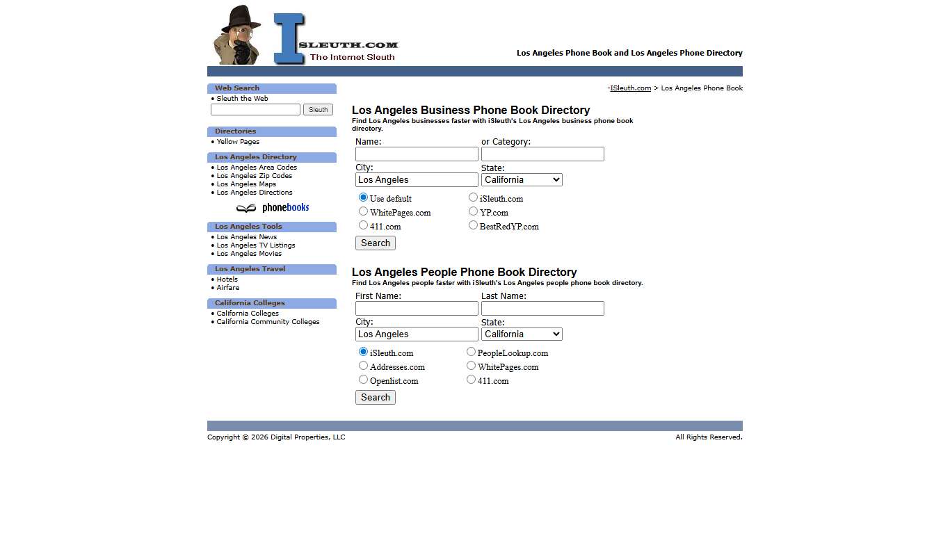 Los Angeles Phone Book and Los Angeles Phone Directory