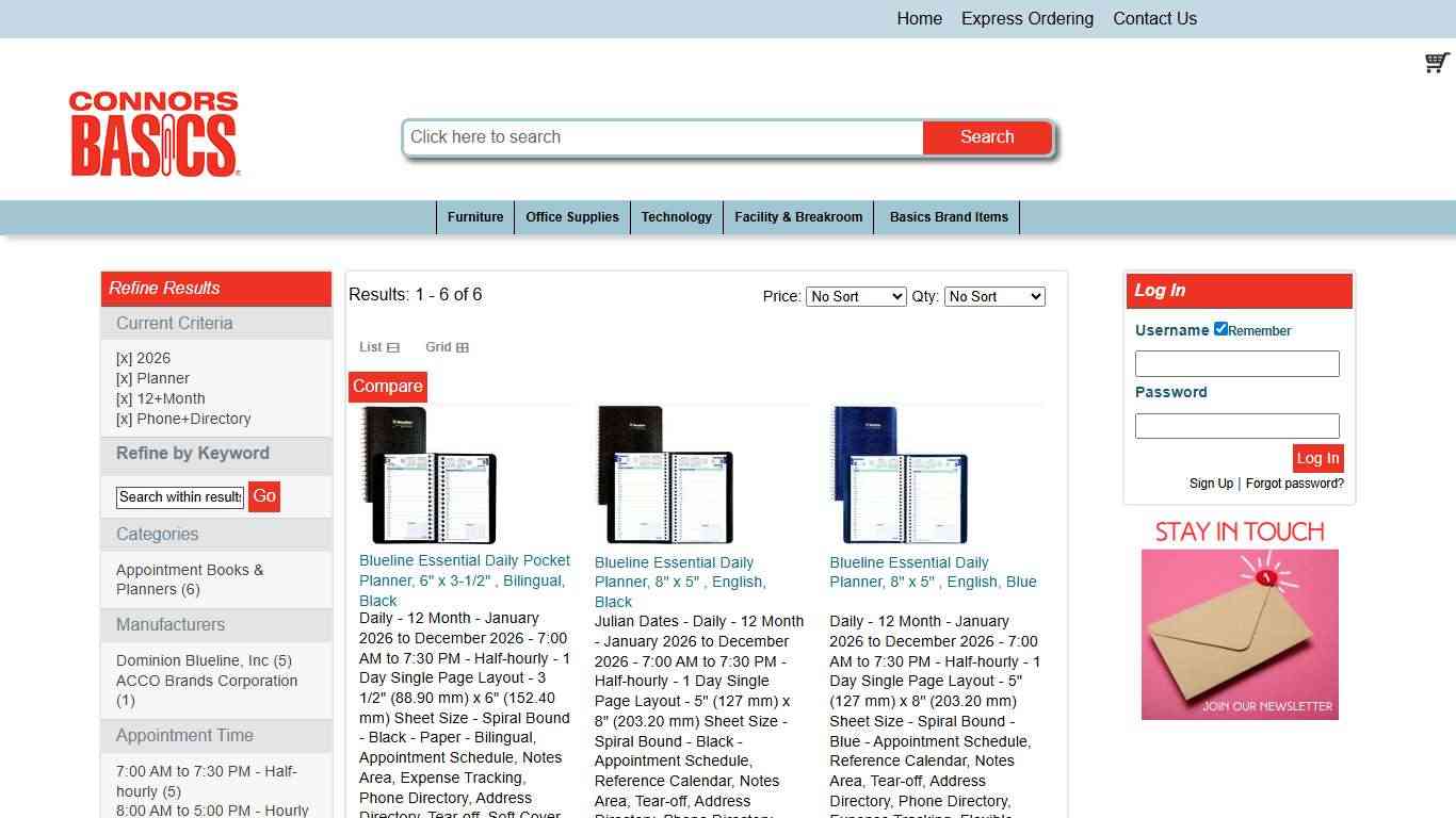 2026: Planner: 12 Month: Phone Directory | Connors Basics Office Products