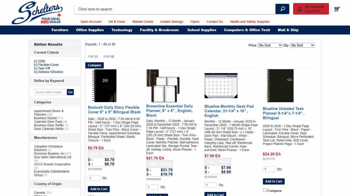 2026: Flexible Cover: Tear Off: Address Directory | Schelters Stockroom Supply Co. | Office Supplies